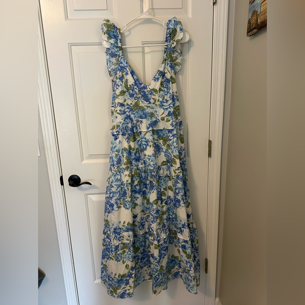 Sugarlips Blue and Green Floral Midi Dress